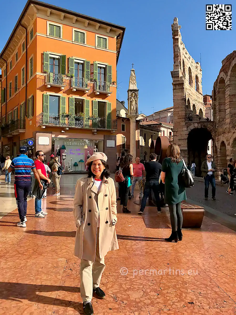 Italy Verona Arena woman with posing in fashion clothes
