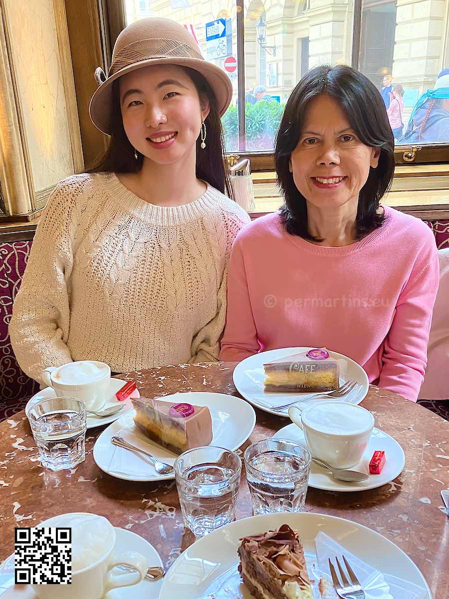 Austria Vienna at Café Central two women having cake and coffee.