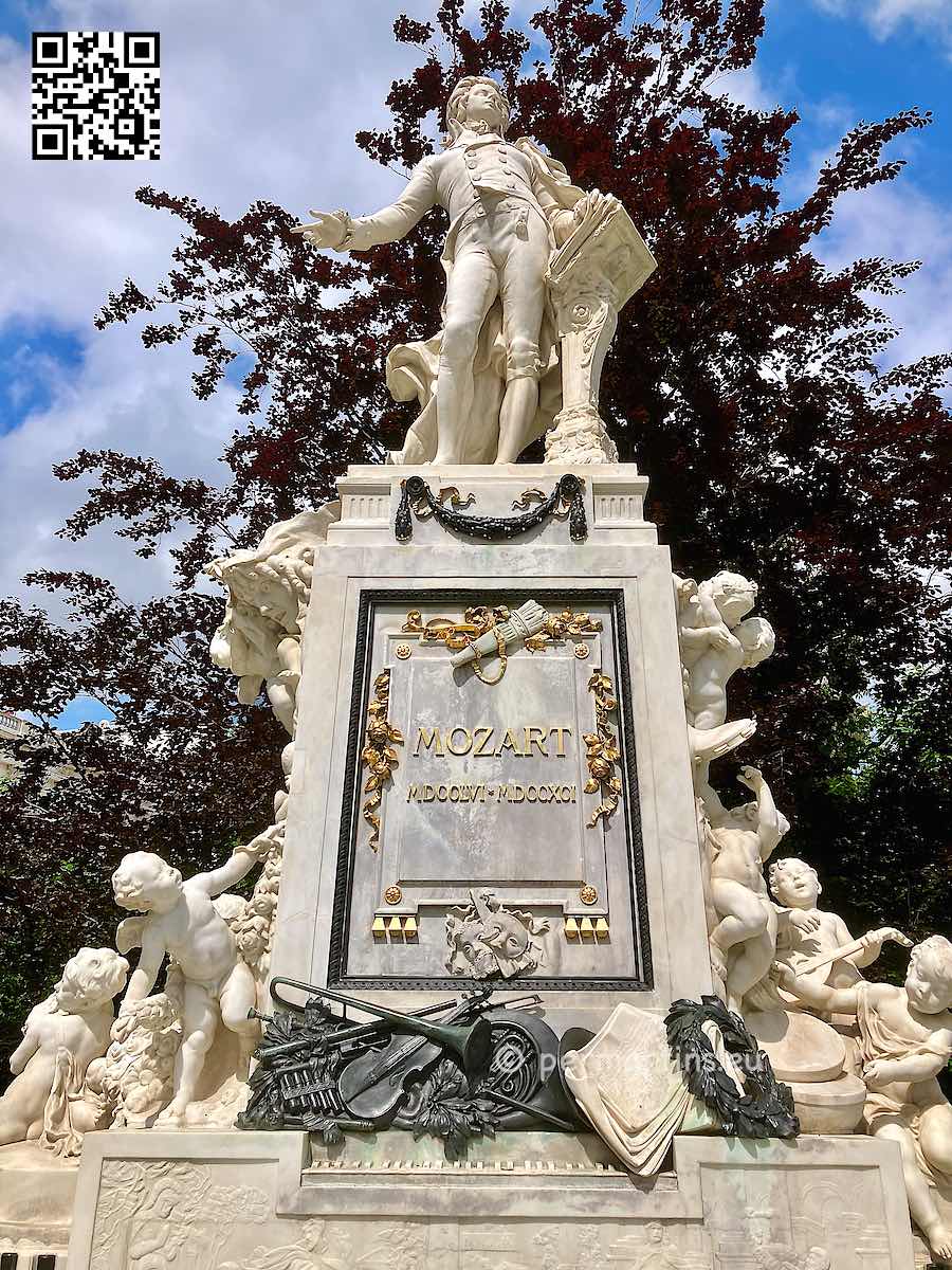 Austria Vienna at Mozart monument and statue.