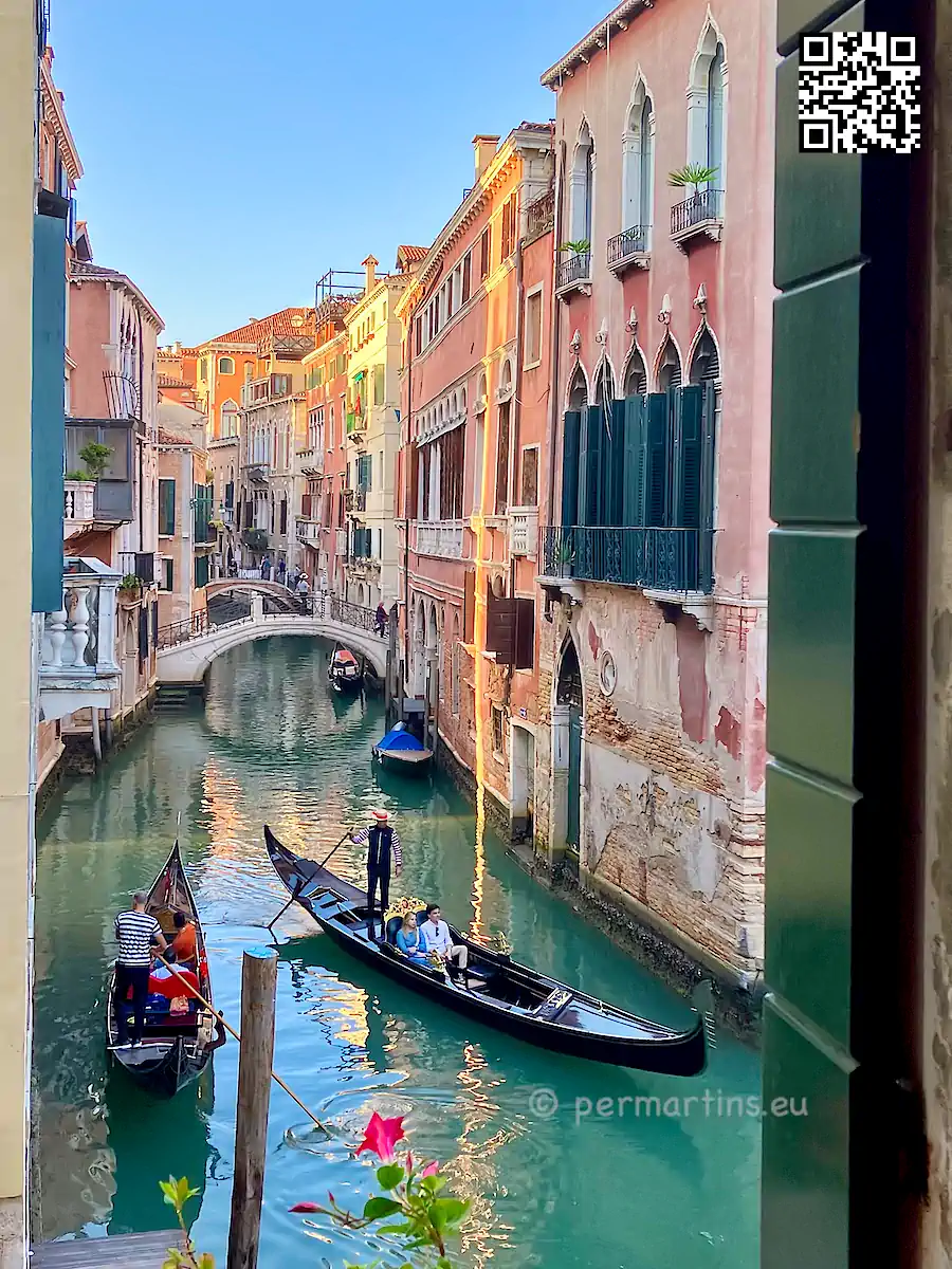 Italy Italia Venice Venzia Rio di San Moise window at Hotel San Moisè overlooking at the river and gondolas.