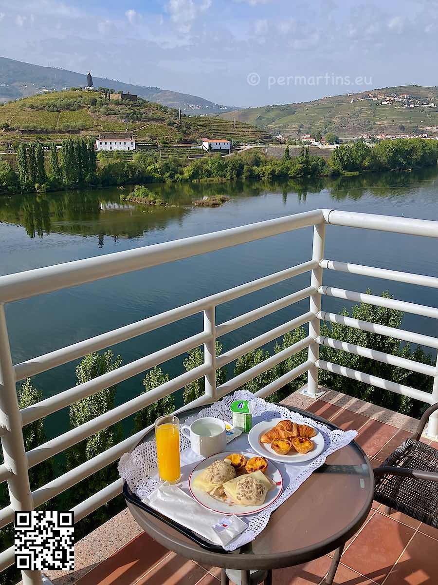 Portugal Peso da Régua view from Hotel Régua Douro breakfast on balcony.