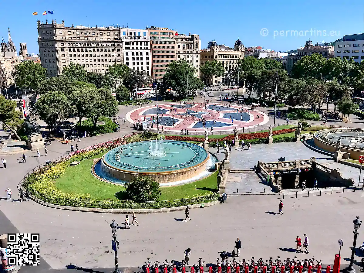 Spain Barcelona Plaça de Catalunya, view from Bless Hotel.