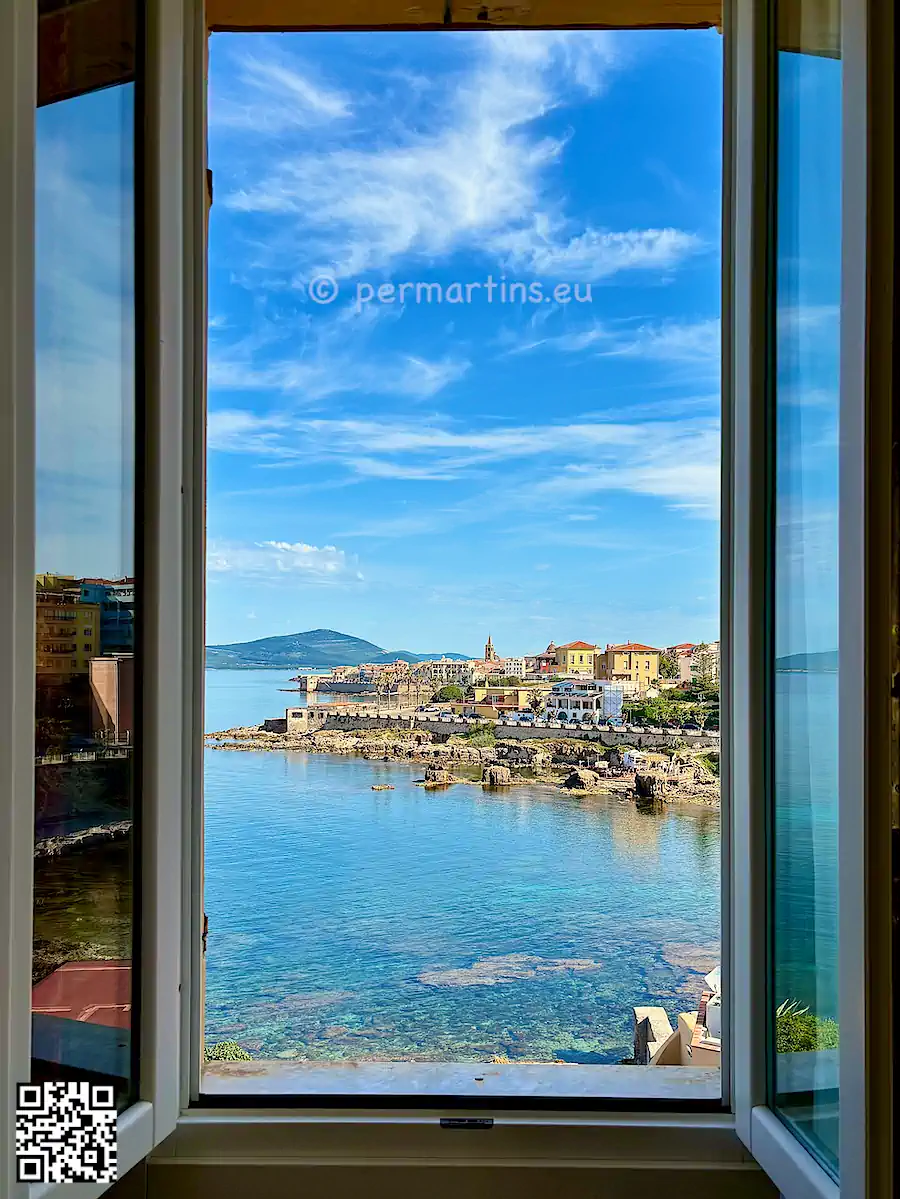italy Sardinia Alghero Villa Las Tronas view from window.