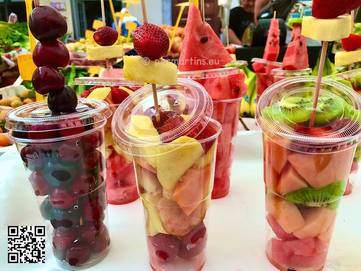 Italy Rome fruit cocktails at Campo de' Fiori market.