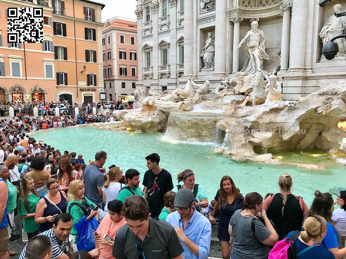 Italy Rome Fontana di Trevi many people taking photos