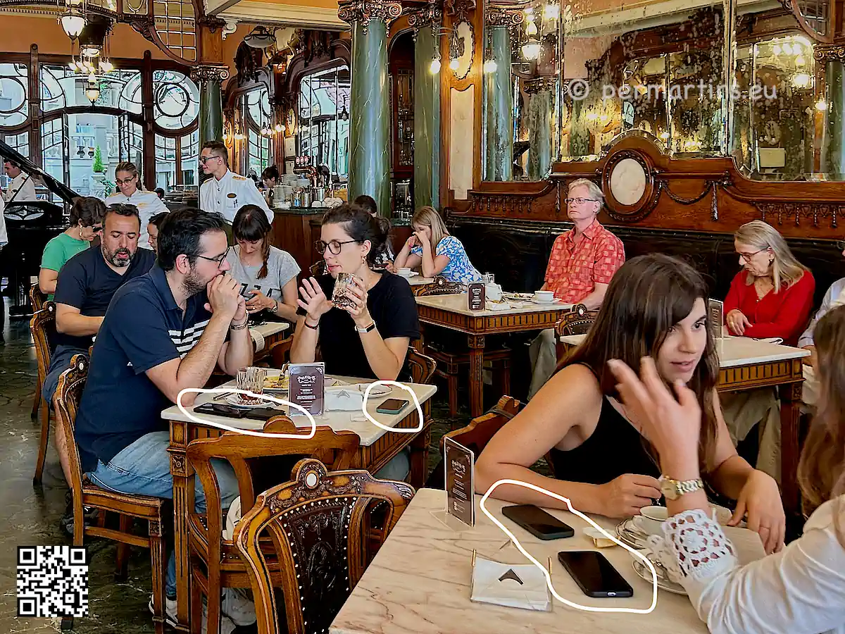 Portugal Porto Cafe Majestic people having coffee